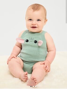 Baby Halloween Star Wars Grogu Sleeveless Sweater-Knit One-Piece Romper Costume